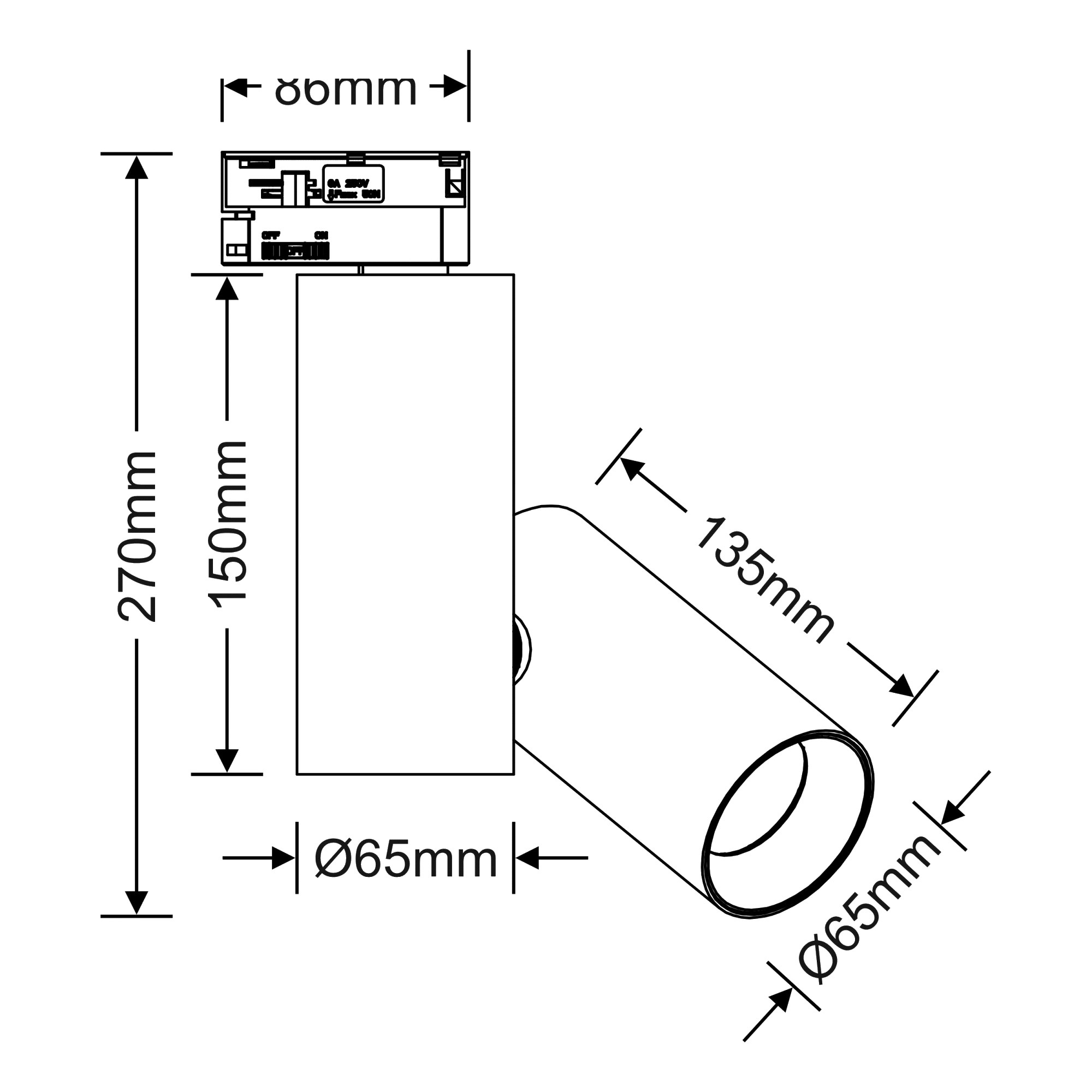 DL350286  Eos T 12 Powered By Tridonic 12W 1200lm 2700K 36°,300mA, White & White,Dual Cylinder Track Light, 90° Tilt, 350° R/tion,DRIVER NOT INC.5yrs Warranty